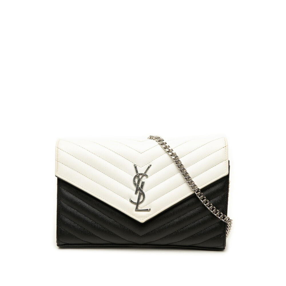 Saint Laurent Cassandra Classic Crossbody Wallet Chain Shoulder Bag 377828 Bl...